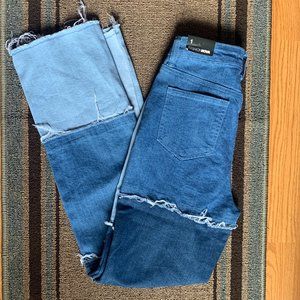 JUNIORS - sz 1 NWT FASHION NOVA Meant to Be Patchwork Jeans VH0091